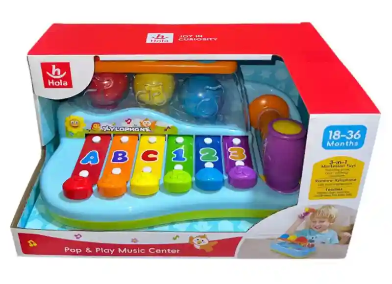 Музыкальный центр 3-в-1 Hola «Pop & Play Music Center» (Ксилофон и Стучалка)