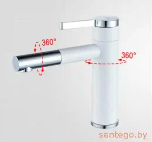 Смеситель для кухни Ledeme L1152-F, поворот на 360 градусов, белый/хром