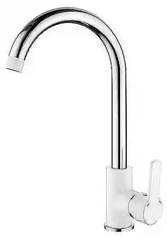 Смеситель для кухни с высоким изливом, белый/хром