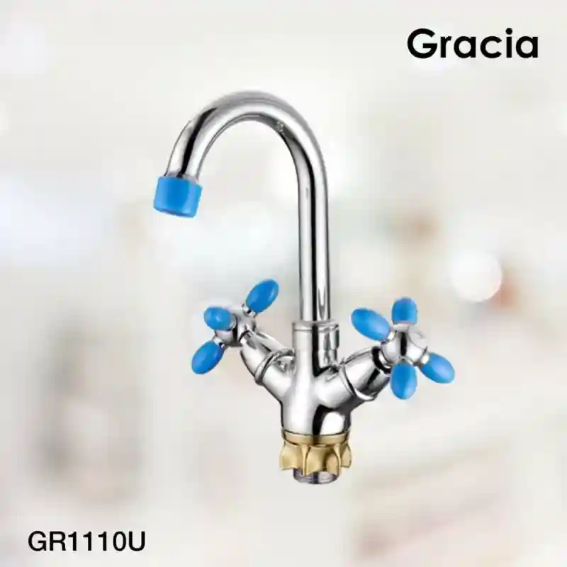 Смеситель для кухни Gracia GR1110U двухвентильный, хром/синий