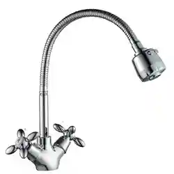 Смеситель для кухни двухвентильный, гибкий излив, хром