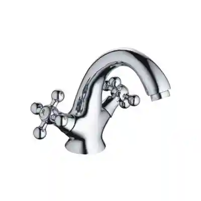 Смеситель для умывальника двухвентильный, хром, ретро-стиль