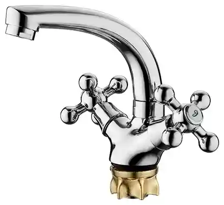 Смеситель двухвентильный универсальный, высокий излив, хром (крепление гайка-кор