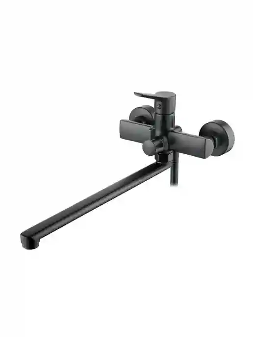 Смеситель для ванны и душа с длинным изливом, черный матовый