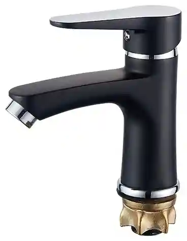 Смеситель для раковины однорычажный, черный матовый / хром