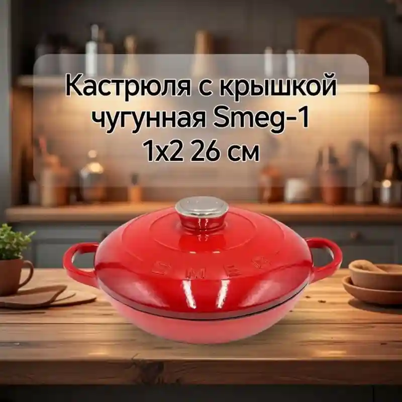 Кастрюля с крышкой чугунная Smeg