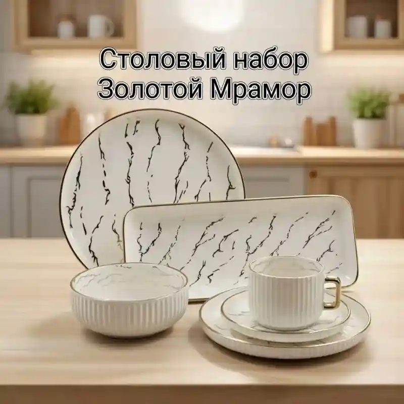 Столовый набор «Золотой мрамор»