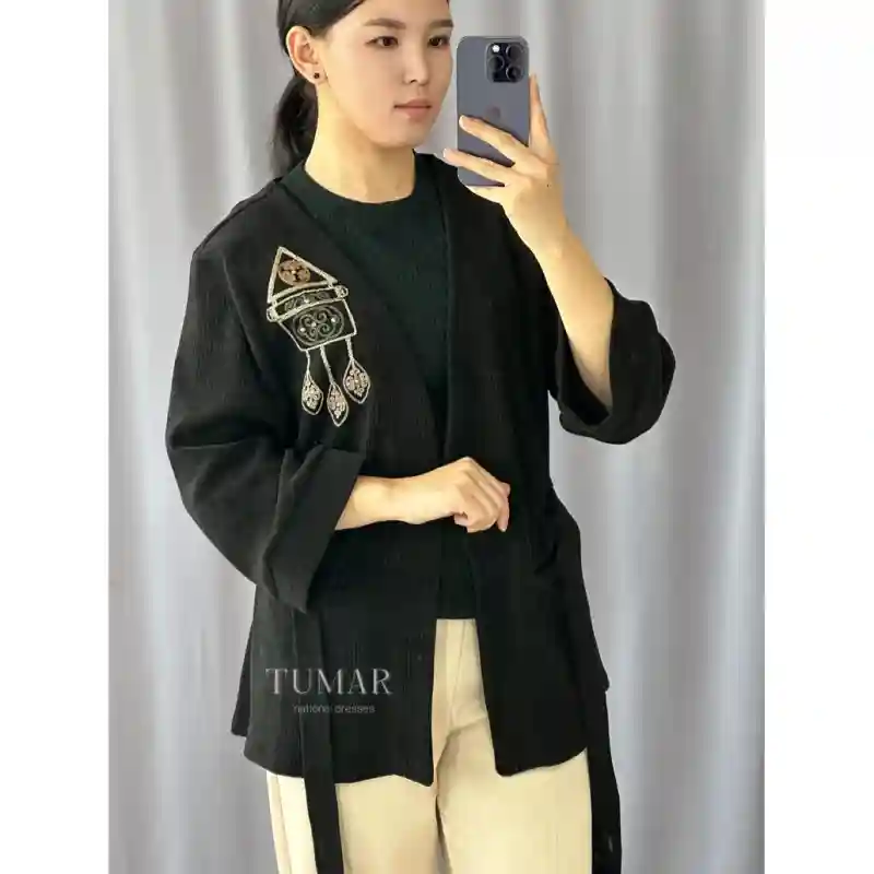 Вельвет кимоно черное размер 54 (маломерка)