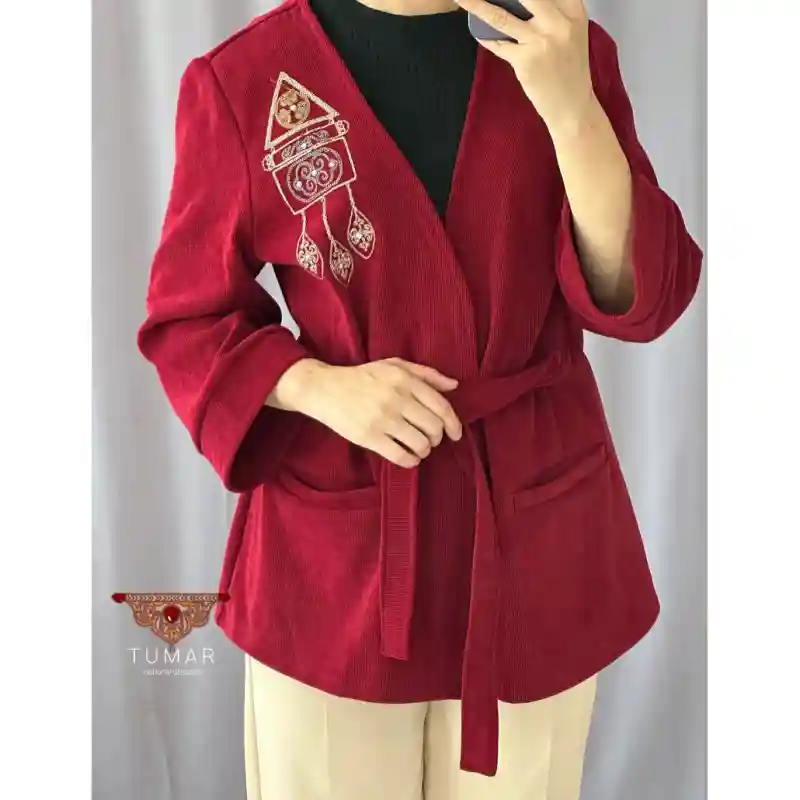 Вельвет кимоно красное размер 50 (маломерка)