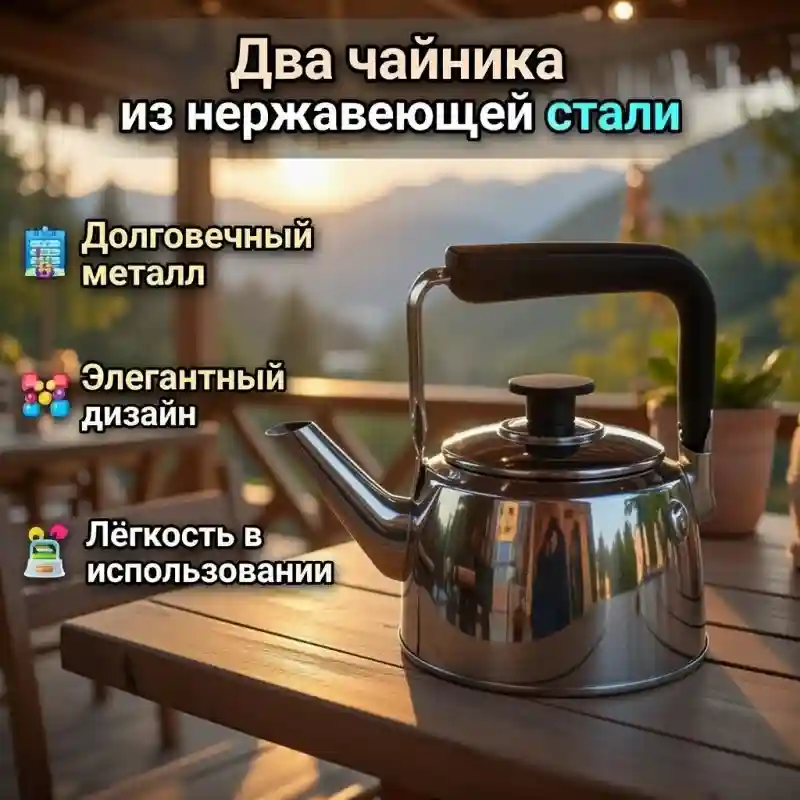 Чайник металлический со свистком и термостойкой ручкой