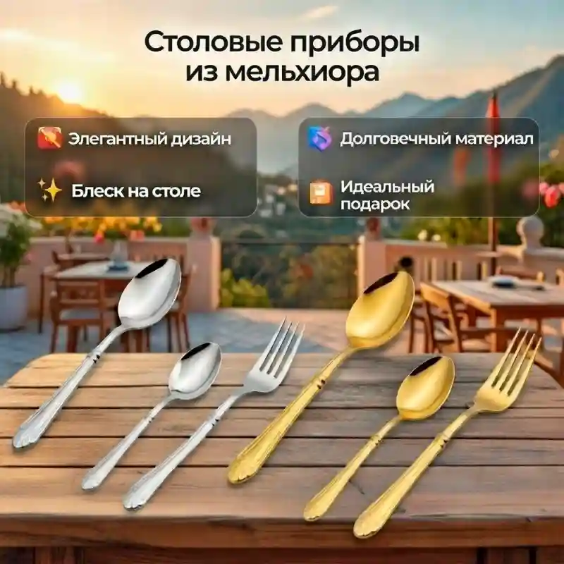 Набор столовых приборов Elanind (золото/серебро)