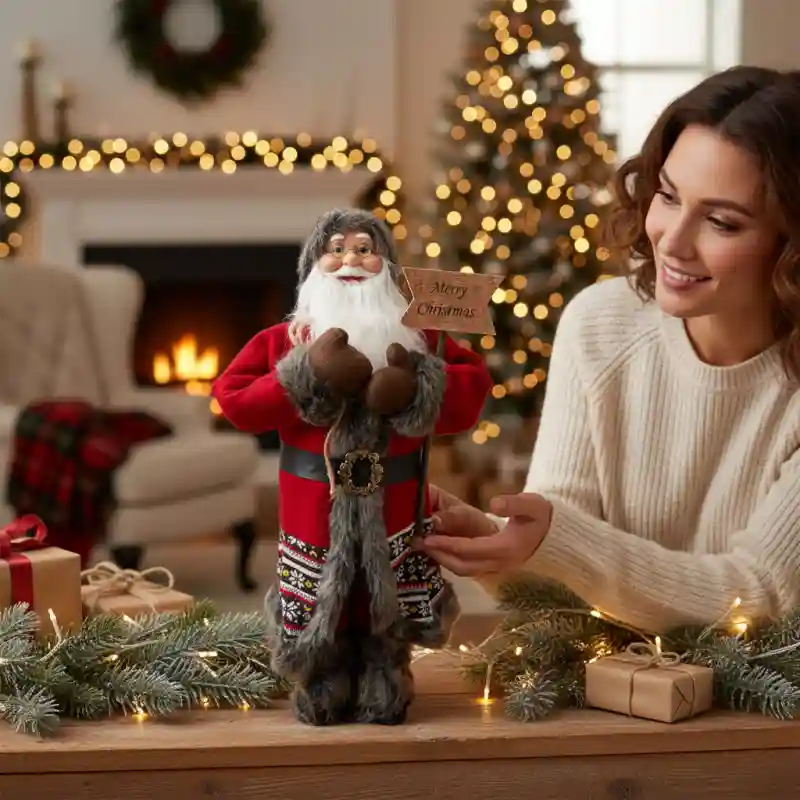 Новогоднее украшение 456-1 меховые сапожки 90см