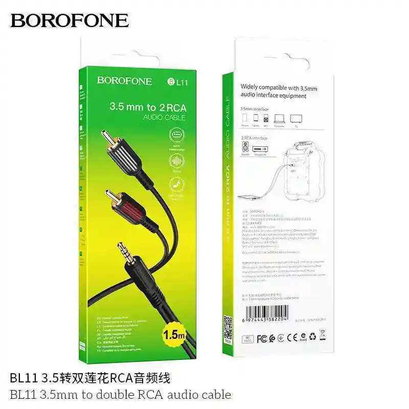 Аудиокабель BOROFONE BL11 3.5 мм → 2×RCA (1.5 м)