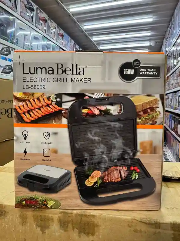 Электрогриль LumaBella LB-58069, 750 Вт, черный/серебристый