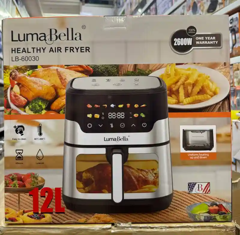 Аэрофритюрница LumaBella LB-60030 (Healthy Airfryer) с окном, 12 л
