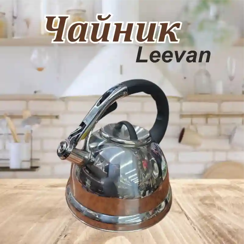 Чайник Leevan из нержавеющей стали со свистком и эргономичной ручкой