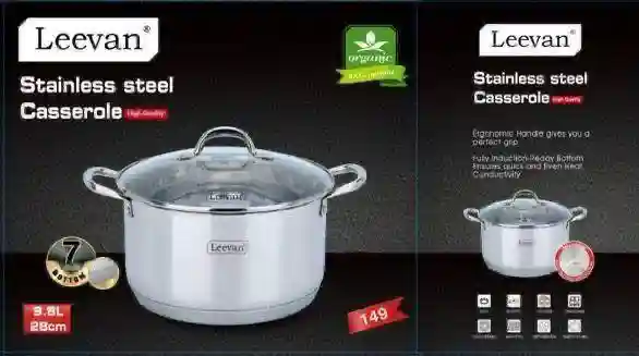 Кастрюля Leevan Stainless steel Casserole 9.8 л, 28 см