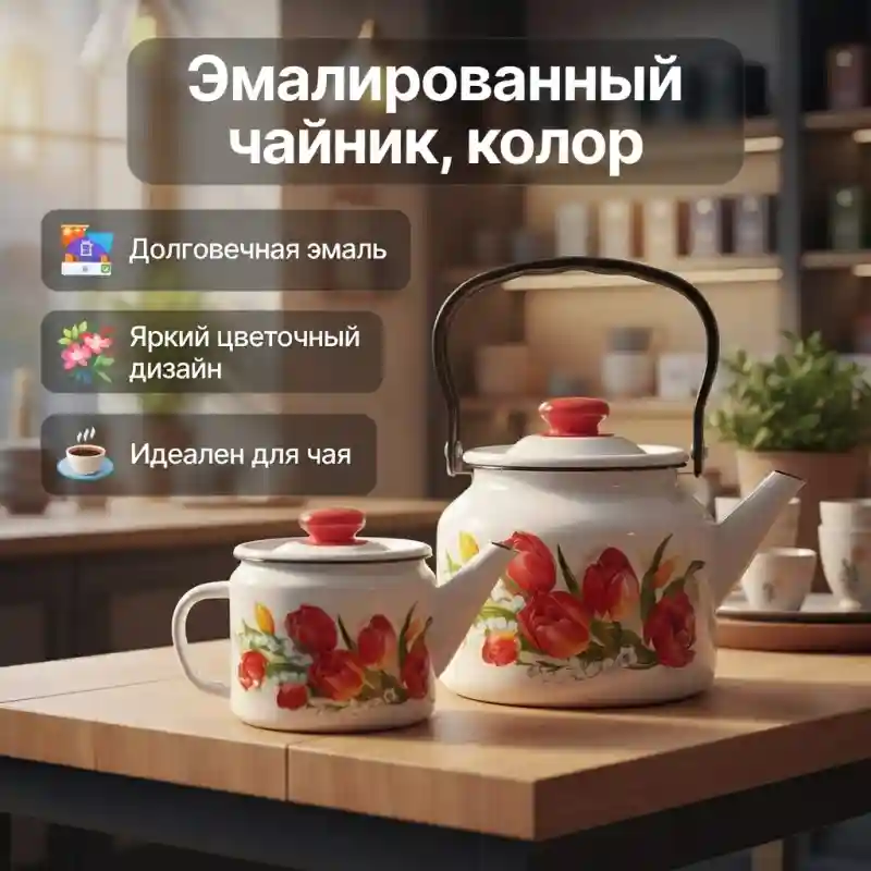 Чайник эмалированный с крышкой