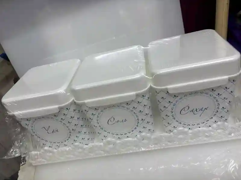 Набор банок для сыпучих продуктов «Узоры» на подставке, 3 шт.