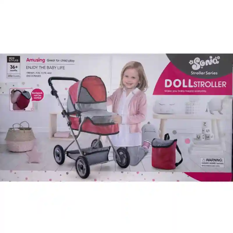 Металлическая коляска для кукол с регулируемой ручкой