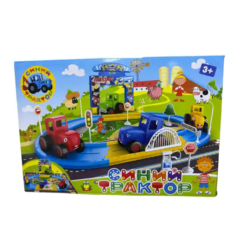 Игровой набор Синий трактор с дорогой