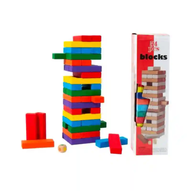 Настольная игра Дженга 54 детали цветная