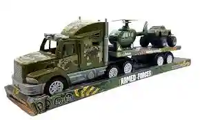 Военный трал с вертолетом и джипом