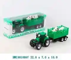 Игрушечный трактор с прицепом и животными