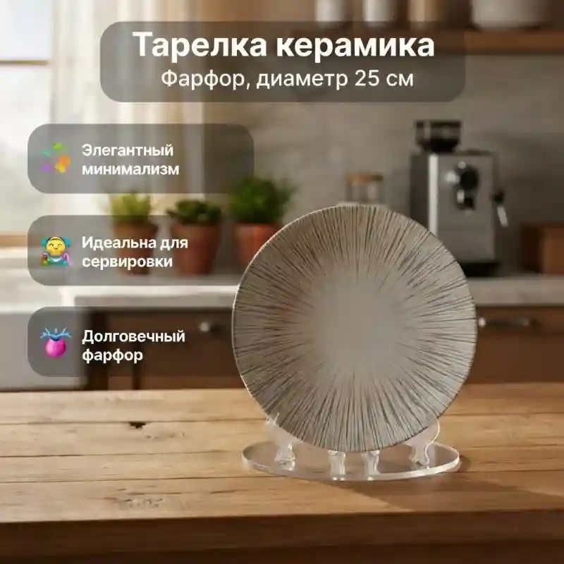 Тарелка сервировочная стеклянная с лучистым узором