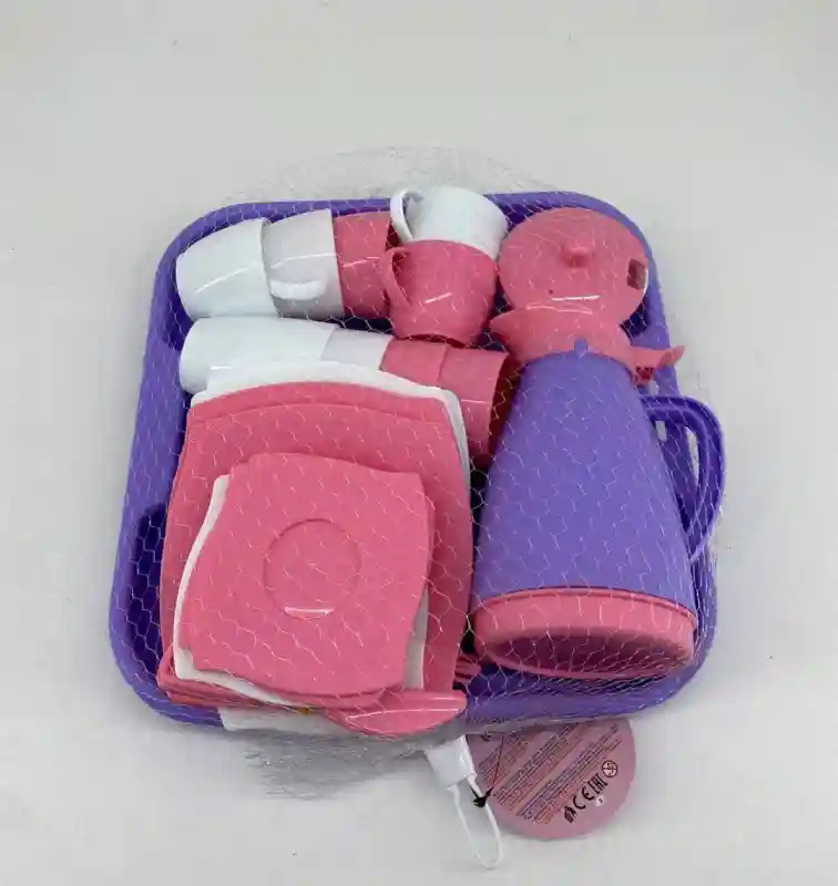 Игровой набор посуды с подносом (кукольный сервиз)