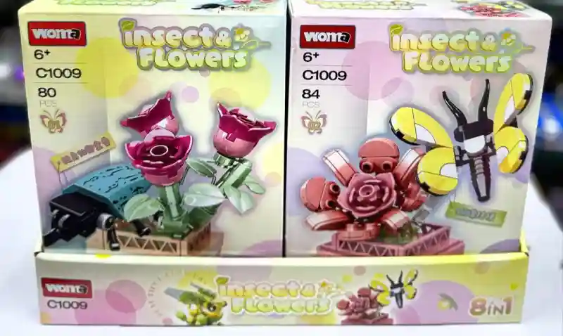 Конструктор WOMA C1009 Насекомые и цветы (Insect & Flowers), 80-84 детали