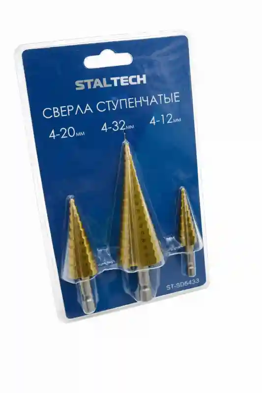 Набор ступенчатых сверл Staltech по металлу, 4-32 мм, 3 шт.