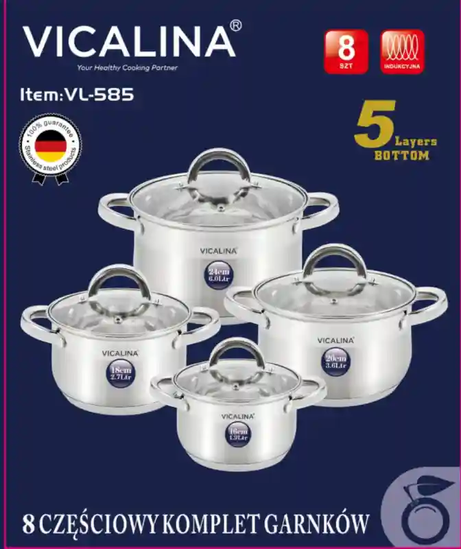 Набор кастрюль 8 предметов Vicalina VL-585