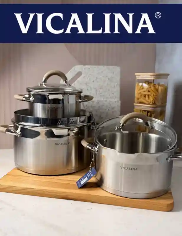 Набор кастрюль из нержавеющей стали Vicalina (фото в интерьере)