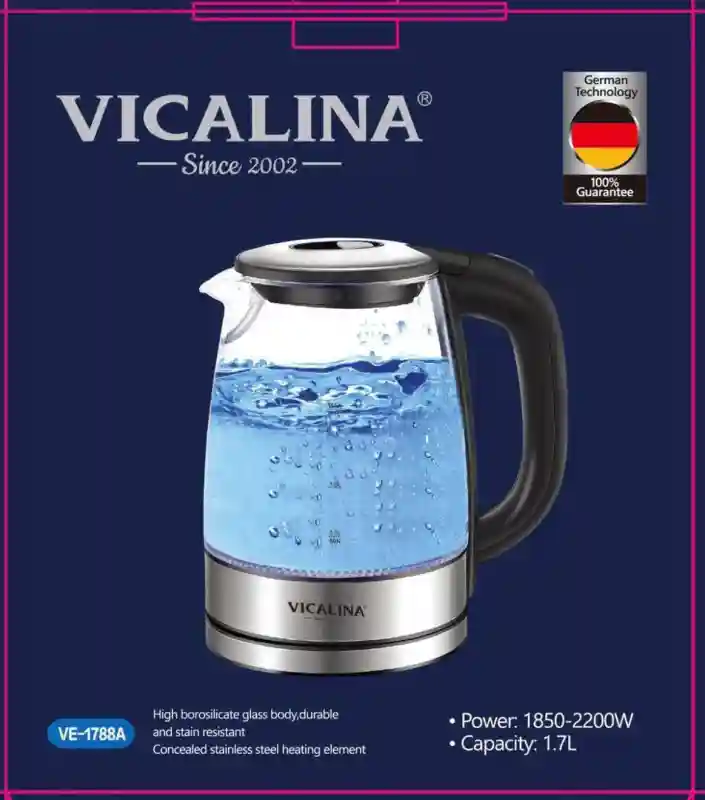 Электрочайник стеклянный 1,7 л Vicalina VE-1788A
