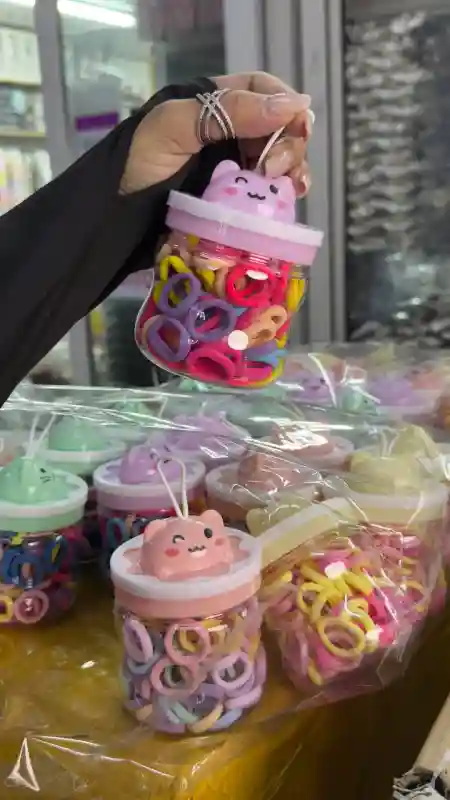 Резинки детские в баночке с крышкой-котиком