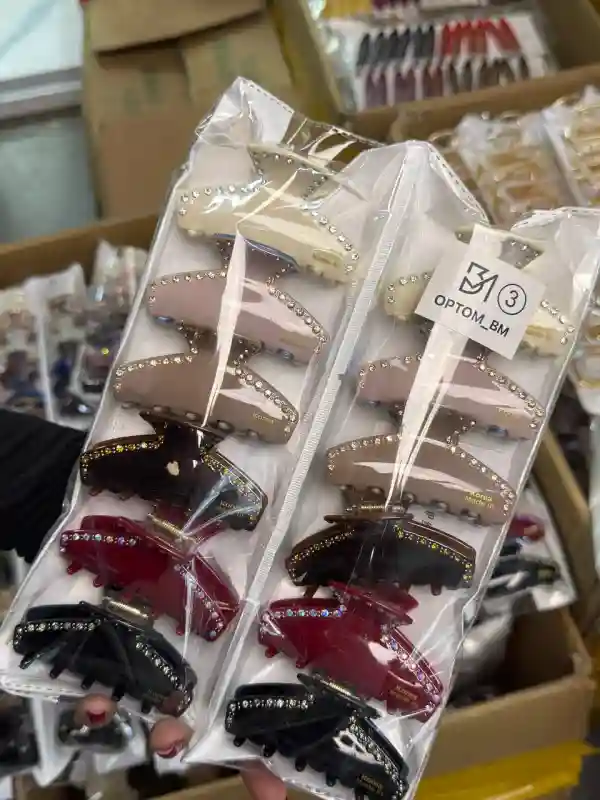 Краб средний фигурный со стразами (молочный/розово-бежевый/черепаховый/бордо/чёр