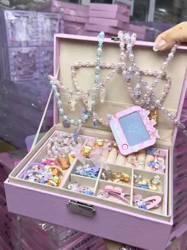 Шкатулка-набор украшений (розово-голубой)