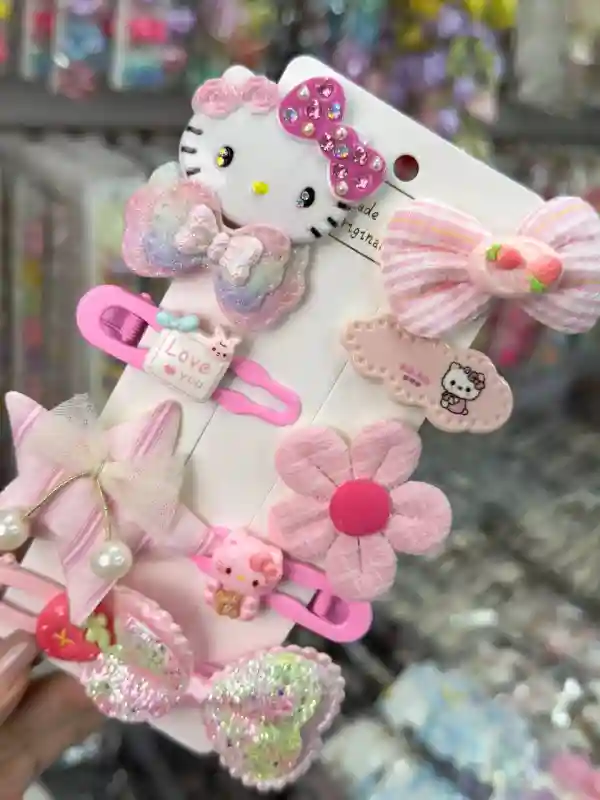 Набор заколок «котик» (розовый)