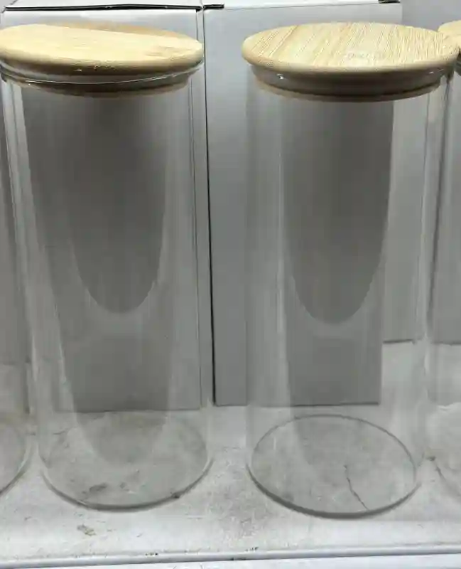 Набор высоких банок для хранения с бамбуковыми крышками, 2 шт., цилиндрические