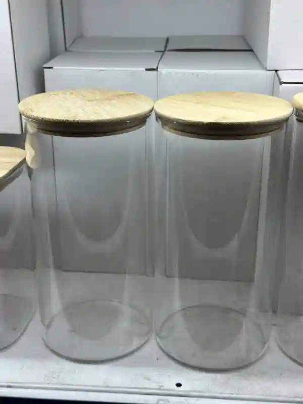 Мерный мини-кувшин из жаропрочного стекла с бамбуковой крышкой, 150 мл