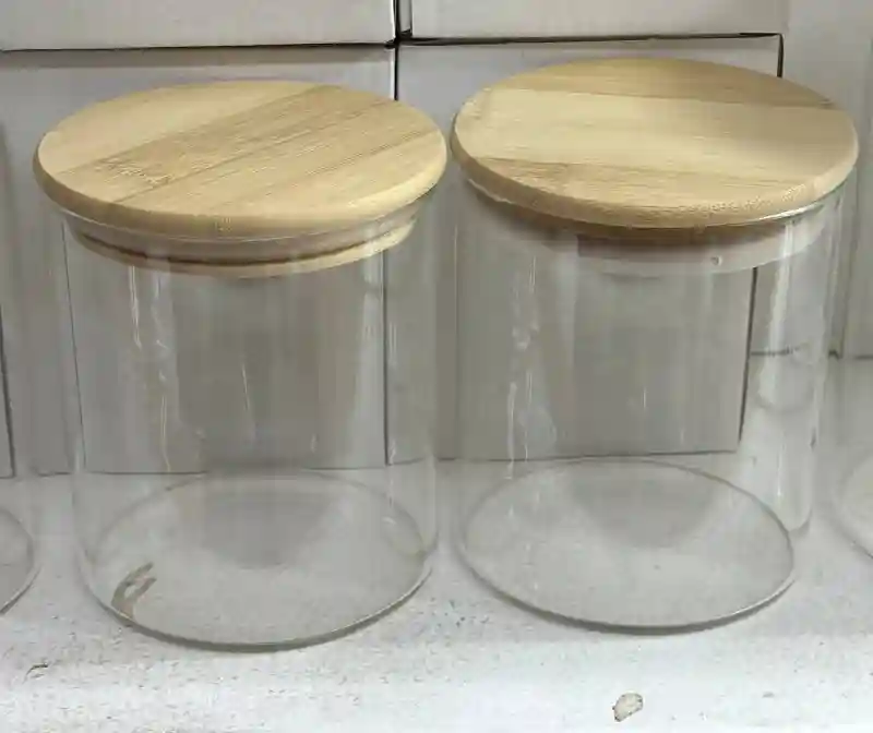 Мерный мини-кувшин из жаропрочного стекла с бамбуковой крышкой, 100 мл