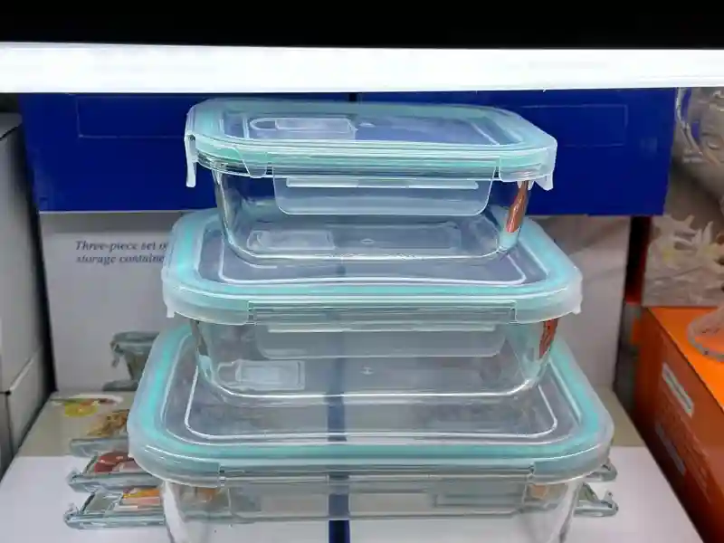 Набор стеклянных пищевых контейнеров с герметичными крышками, 3 шт.