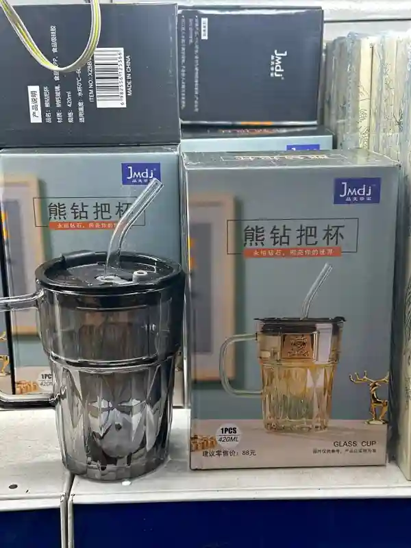 Стеклянная кружка Jmdj с ручкой, крышкой и трубочкой, 420 мл