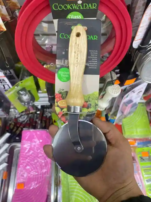 Нож для пиццы CookwaDar с деревянной ручкой, серебристый