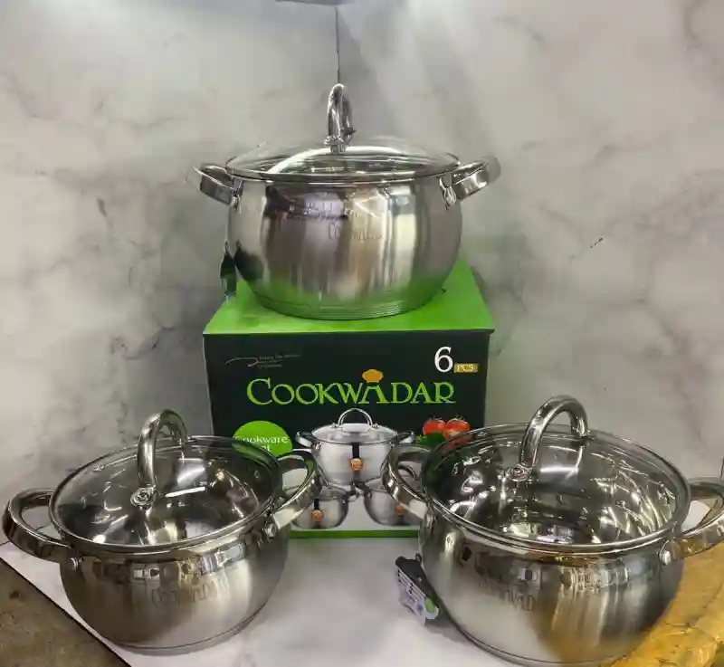 Набор кастрюль CookwaDar из нержавеющей стали с крышками, 6 предметов