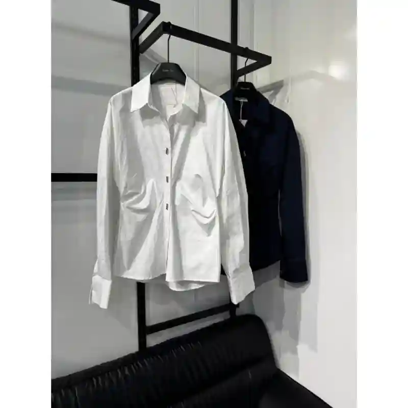 Женская рубашка с декоративной сборкой - Розовая L