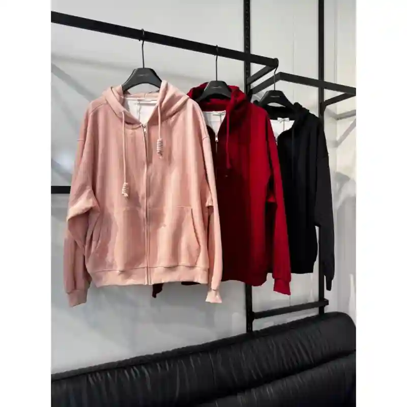 12007 - Женская зип-худи на молнии - Бордовая M