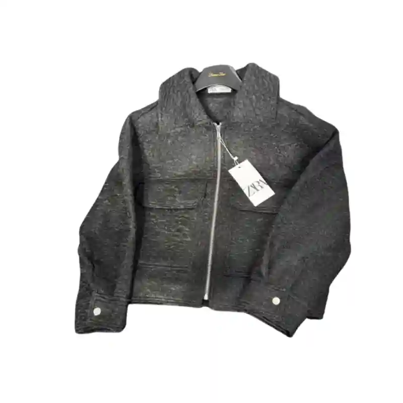 12128 - Женский тёплый бомбер на молнии - Тёмно-серый M