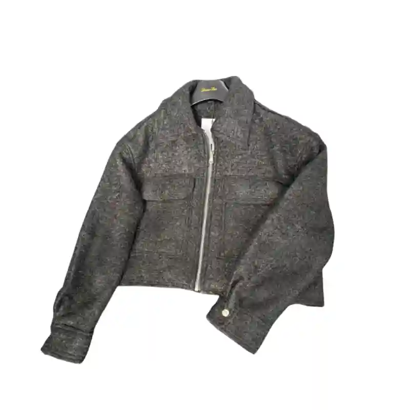 12132 - Женский тёплый бомбер на молнии - Тёмно-серый (модель 2) M